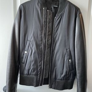 The Kooples Black and Gray Bomber Jacket